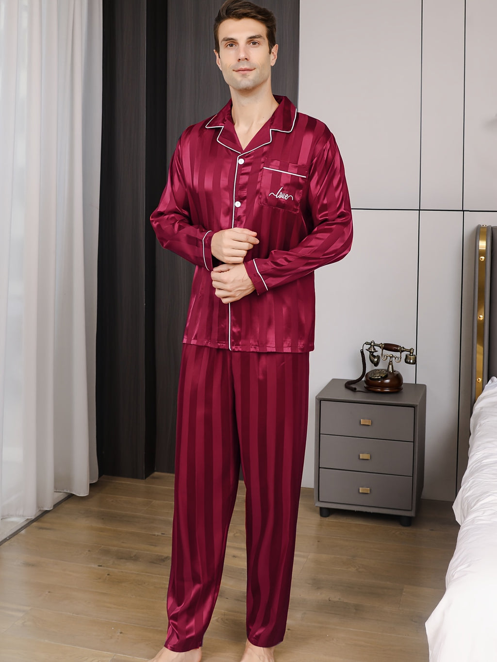 Men's Pajamas Ice Silky Fabric