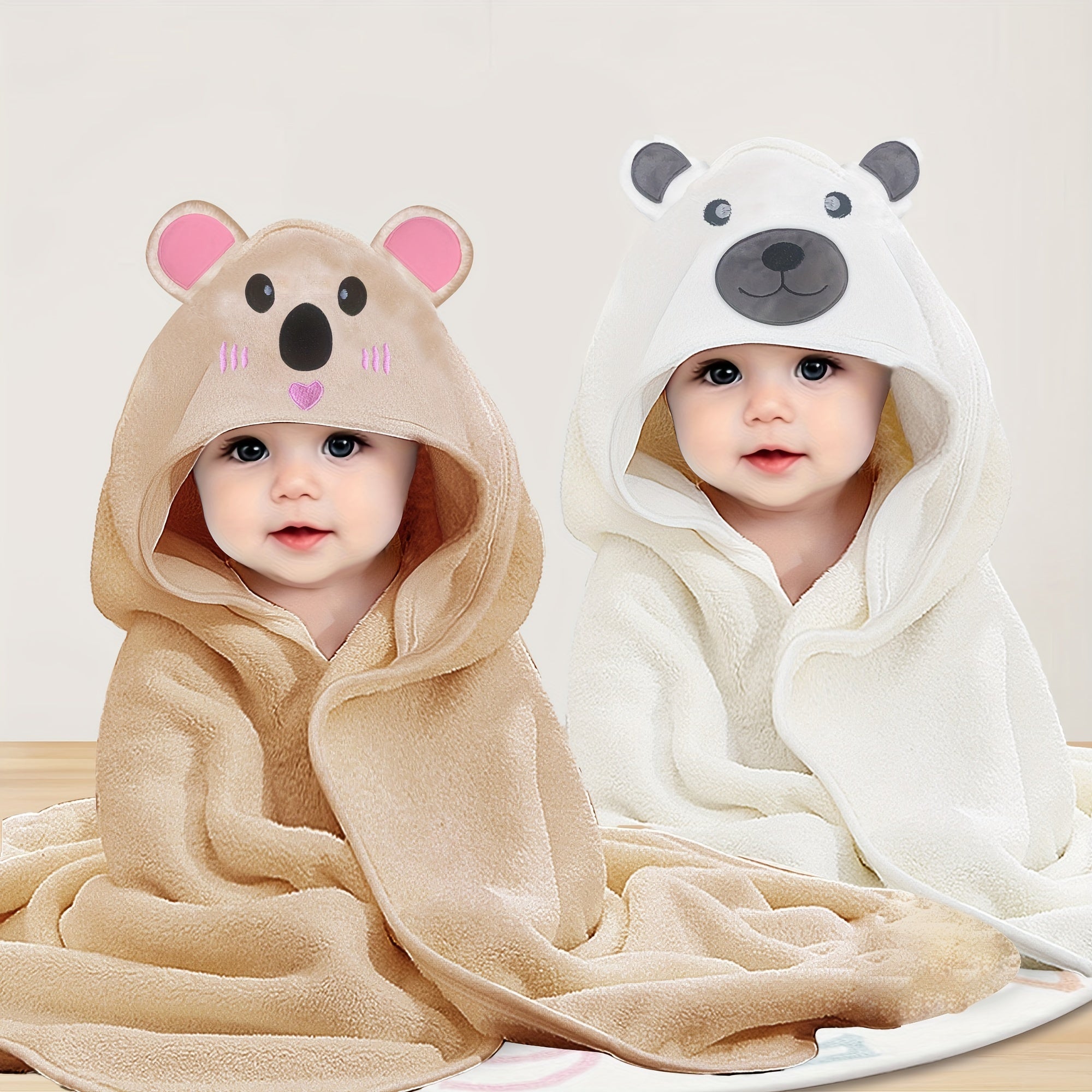 2pcs Ultra-Soft Microfiber Hooded Bath Towels for Youngsters - Cute Cartoon Animal Design, Perfect All-Season Gift for Youngsters & Youngsters 0-8 Years, Ideal for Christmas & Halloween