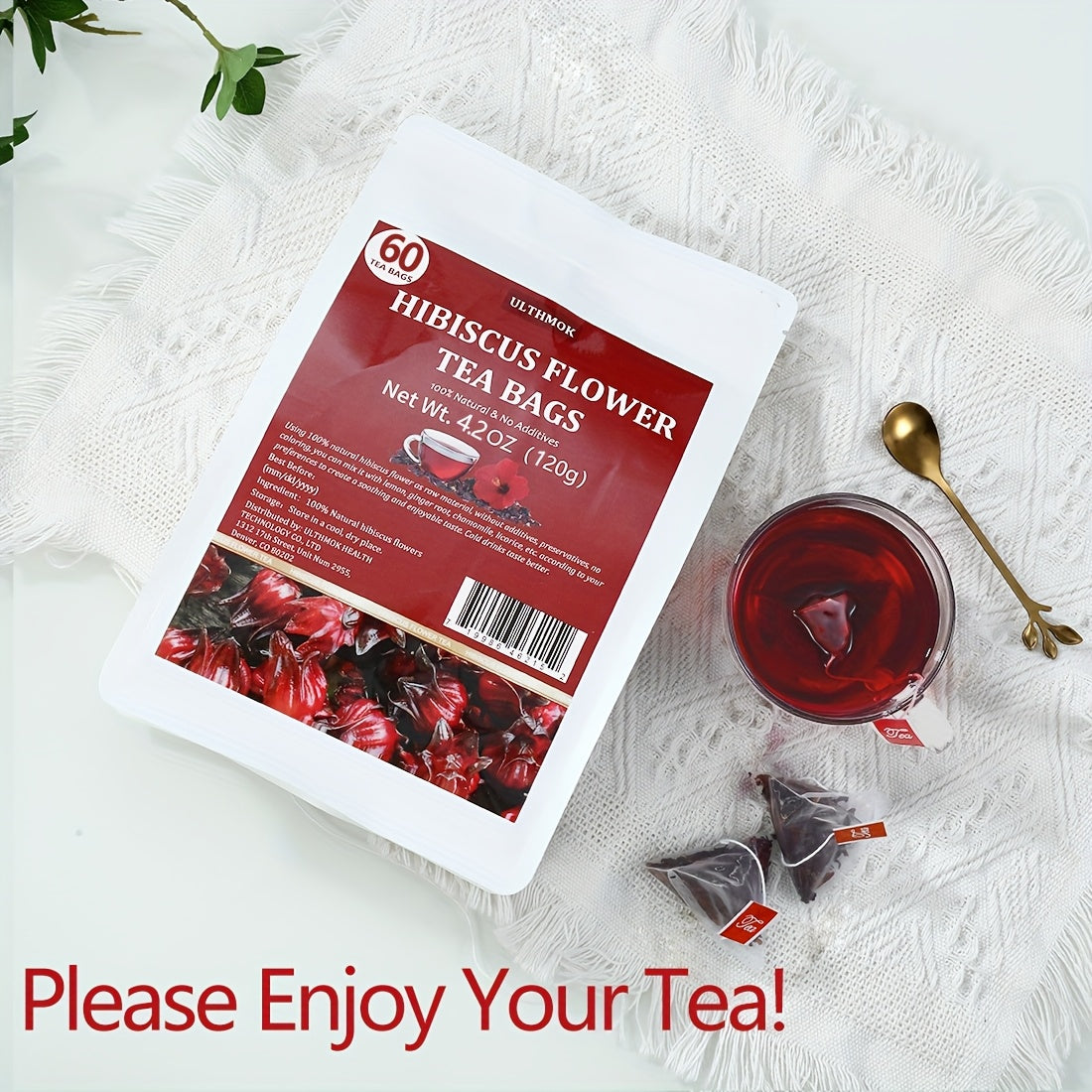 Premium Hibiscus Tea Bags, 60 ct