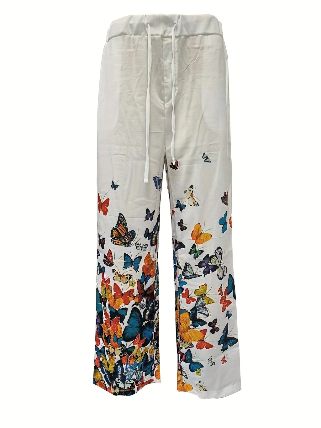 Men's Butterfly Pattern Straight Leg Pants - Casual Beach Trousers