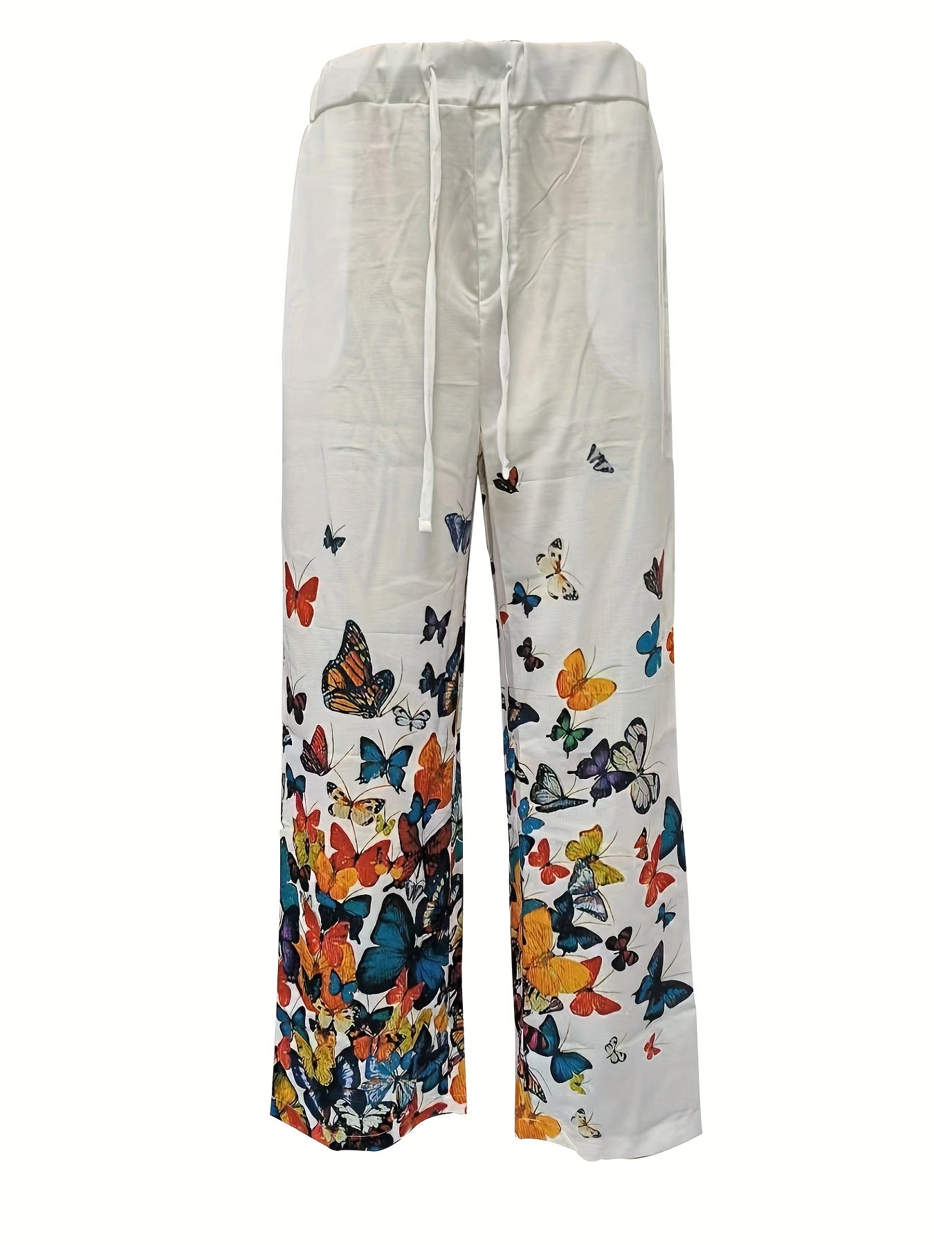 Men's Butterfly Pattern Straight Leg Pants - Casual Beach Trousers