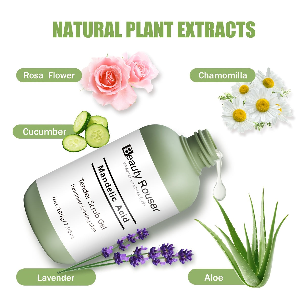Gentle Exfoliating Gel - Deep Cleansing, with Aloe Vera Rose and Chamomile Plant