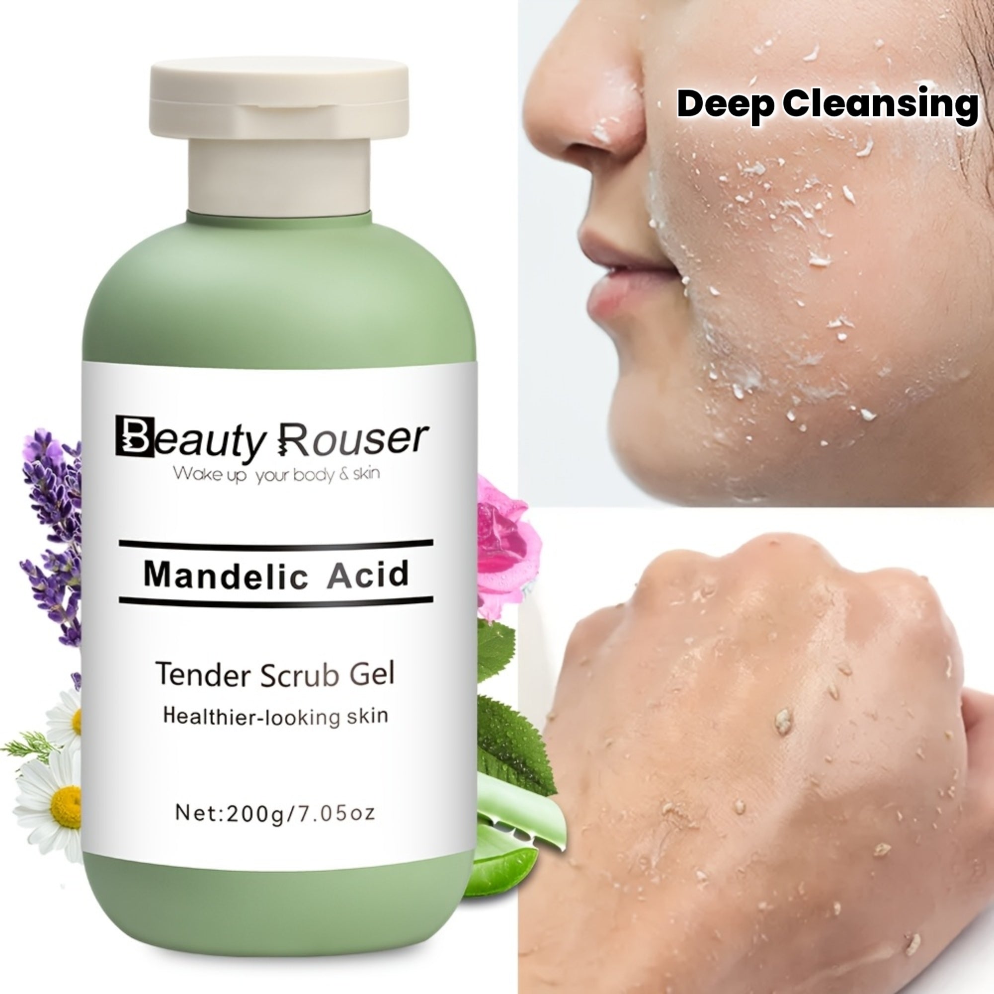 Gentle Exfoliating Gel - Deep Cleansing, with Aloe Vera Rose and Chamomile Plant