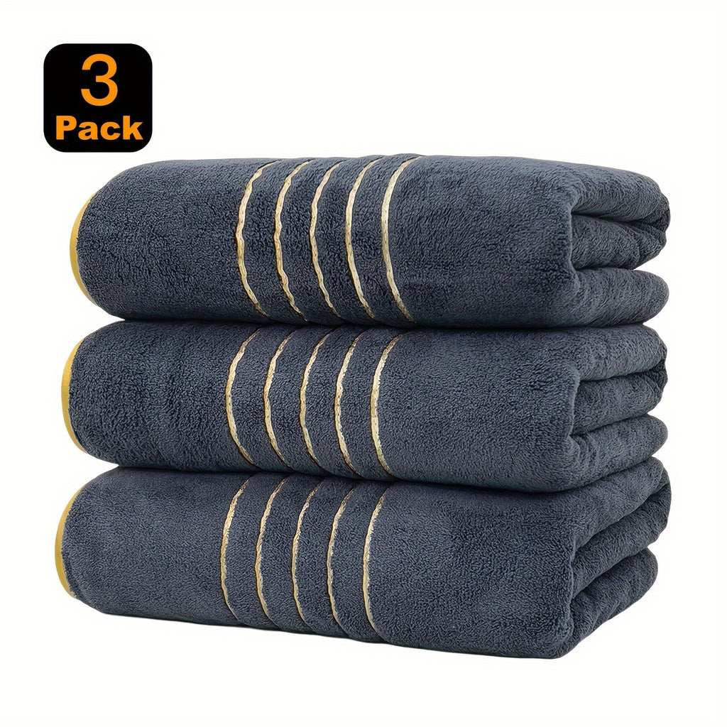 3pcs Super Absorbent Quick-drying Microfiber Bath Towels