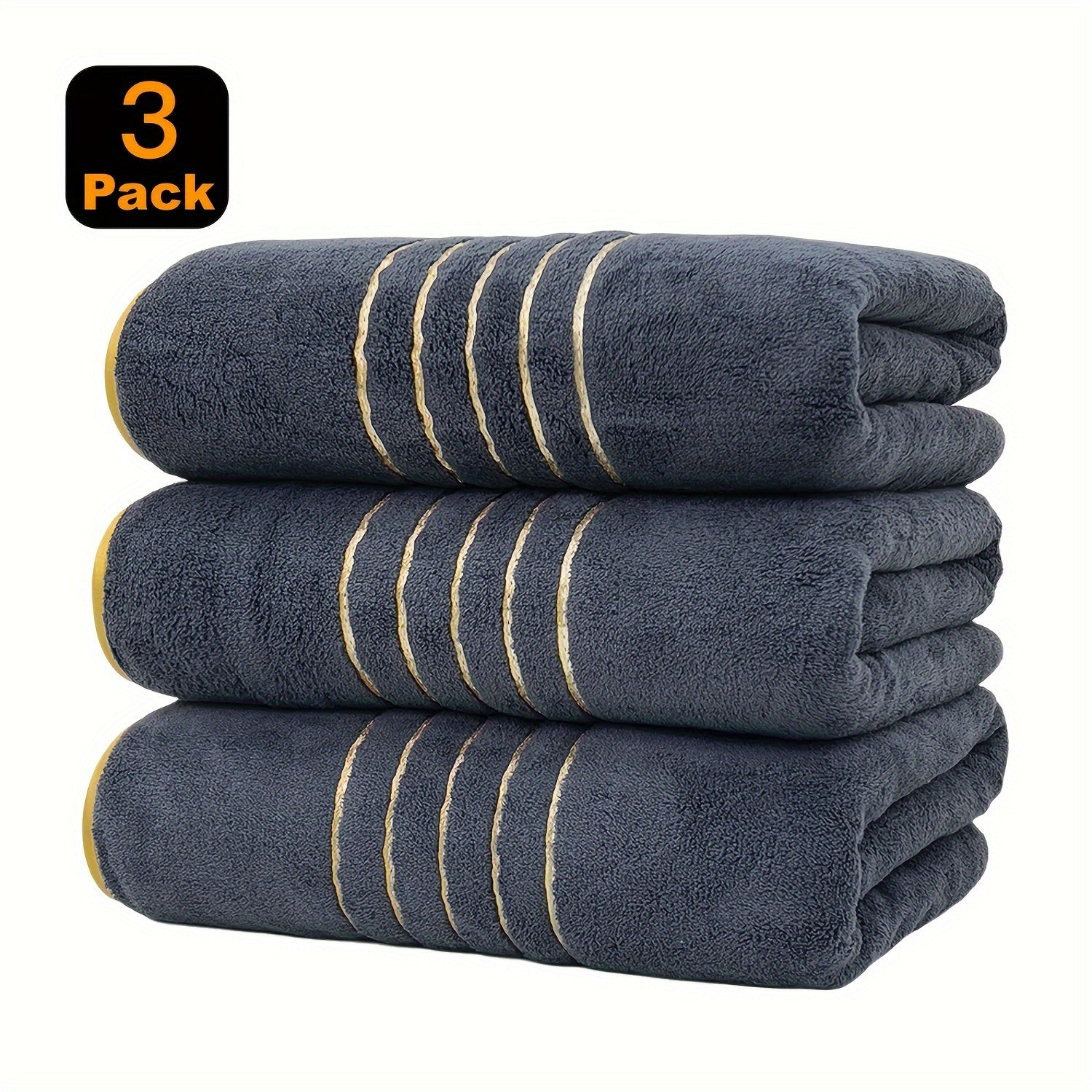 3pcs Super Absorbent Quick-drying Microfiber Bath Towels