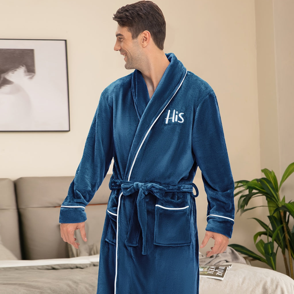 2Pcs His and Hers Robes Plush Fleece Kimono Robes