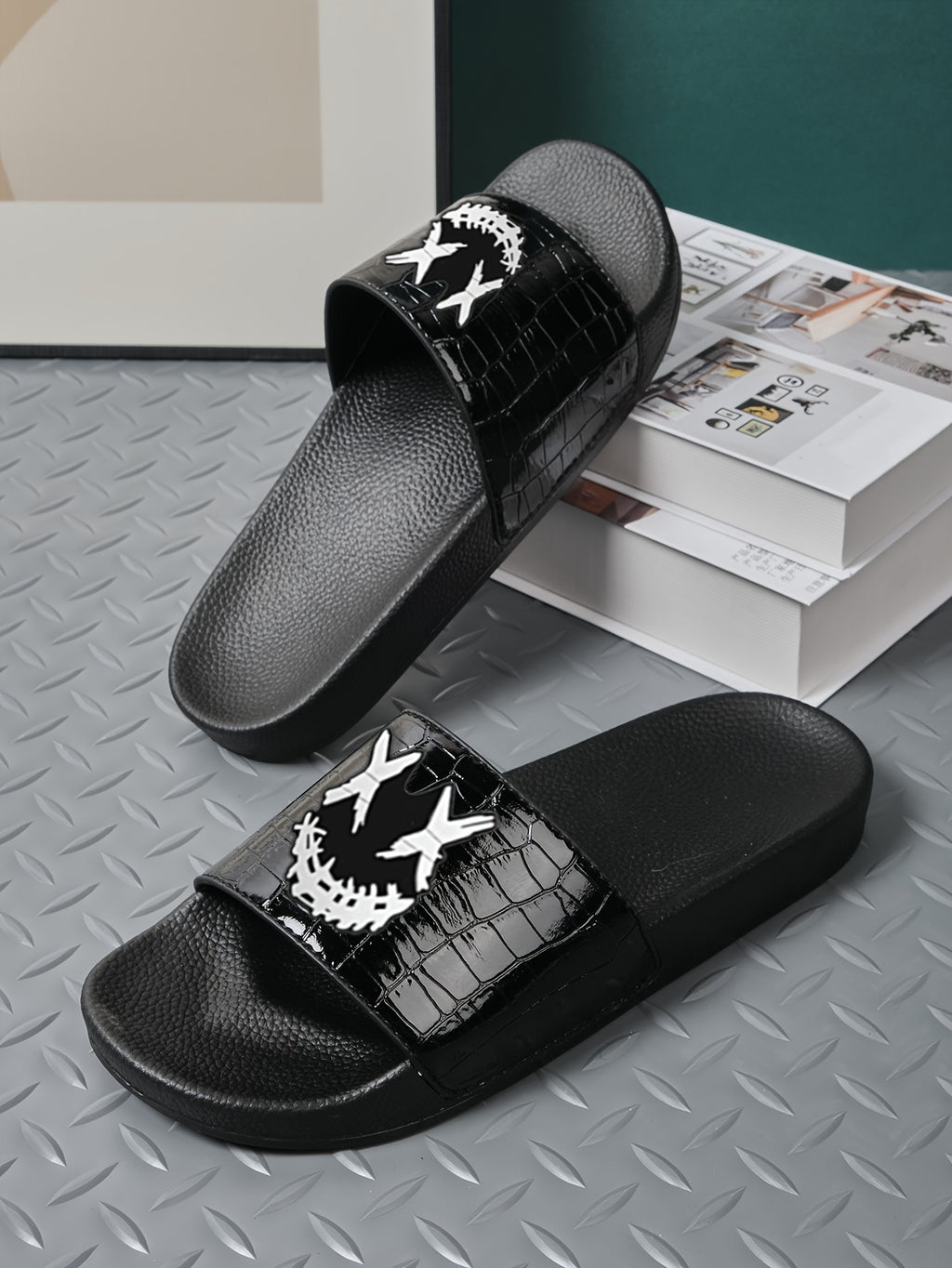 Men's Checkered Design Slides