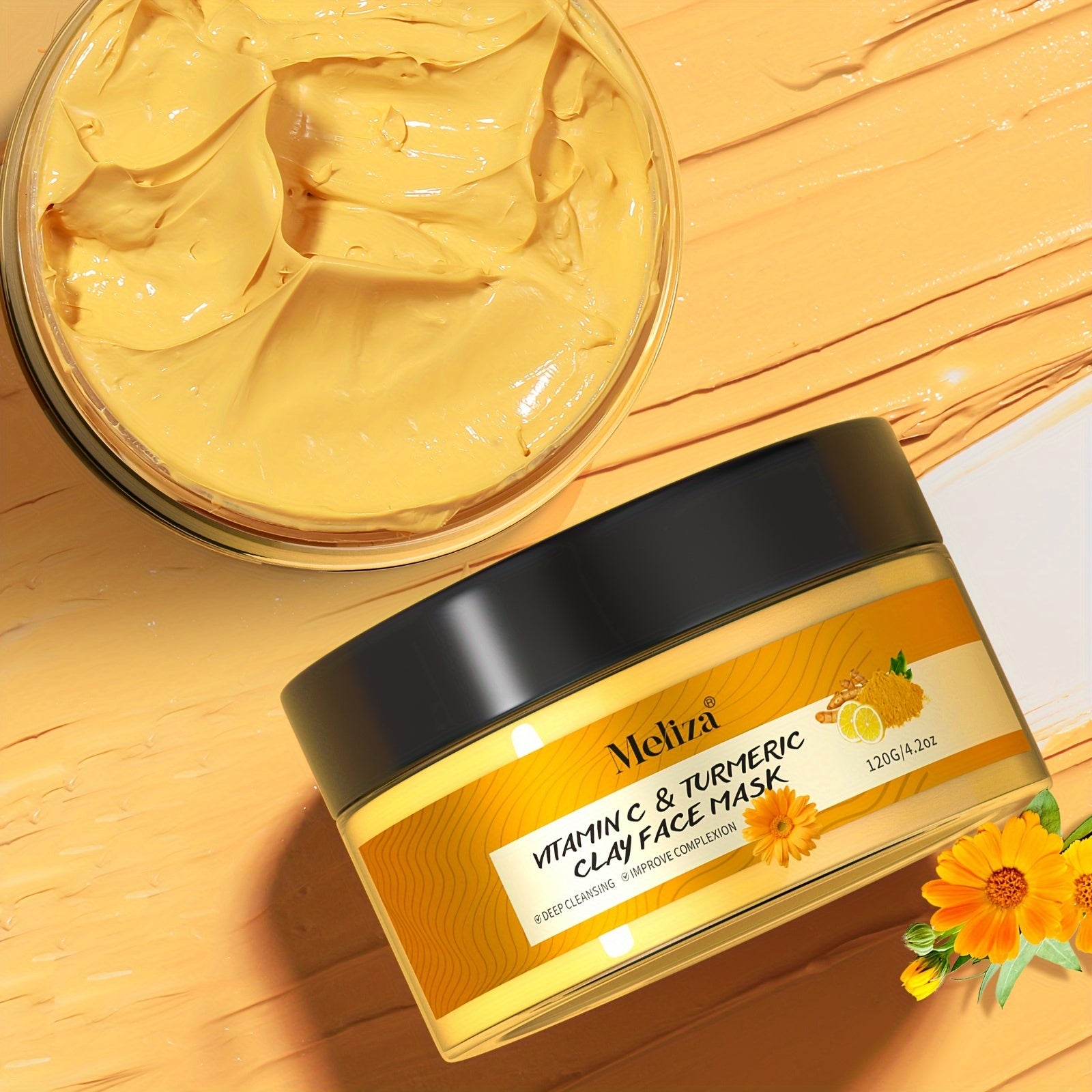 120g/4.2oz Vitamin C & Turmeric Clay Face Mask, Brightening Exfoliating Scrub