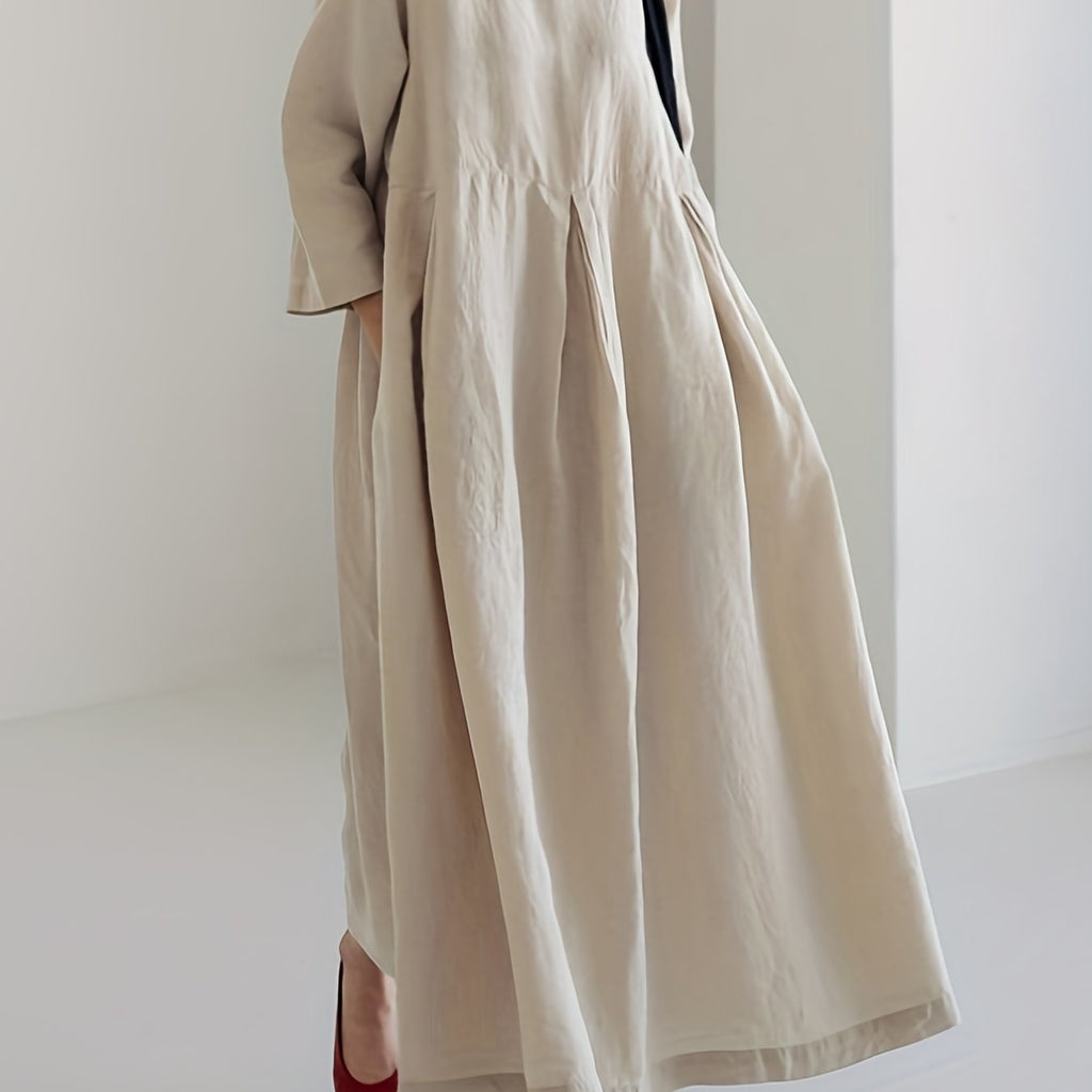 Chic Solid Maxi Dress with Pleated Hem