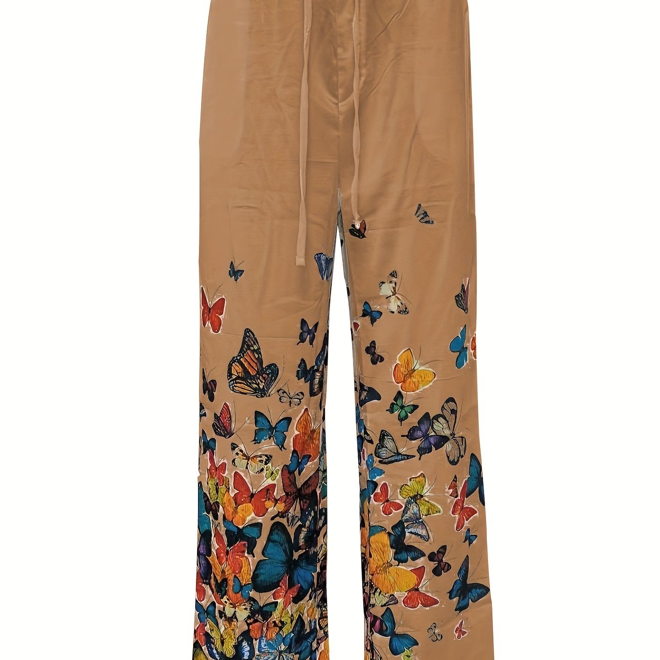 Men's Butterfly Pattern Straight Leg Pants - Casual Beach Trousers