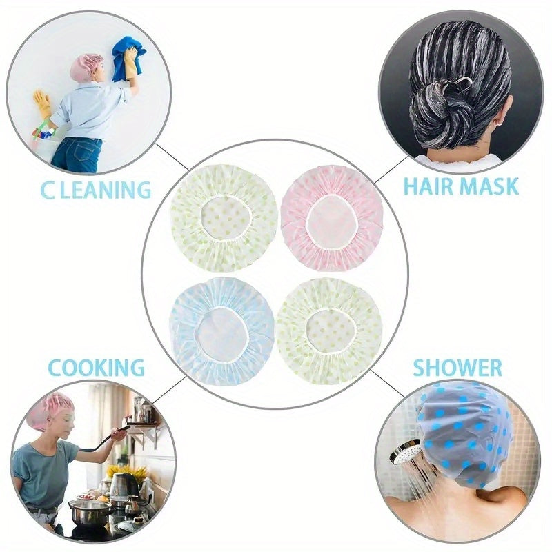 Buy 2 Get 1 Free, total of 3 pcs Adorable Polka Dot Printed Shower Caps
