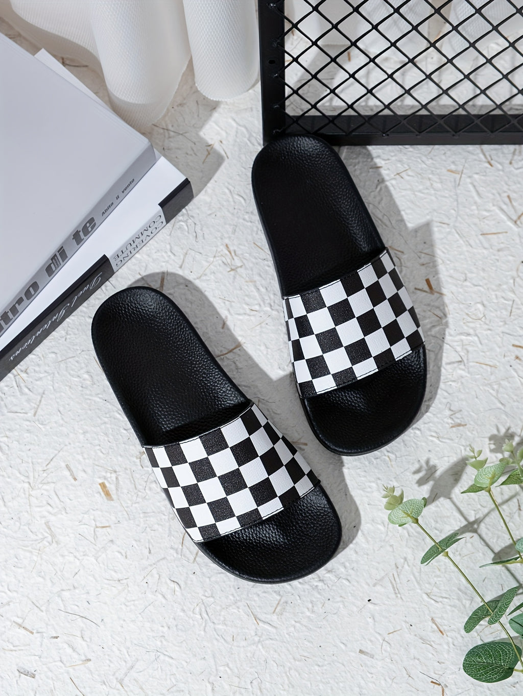 Men's Checkered Design Slides