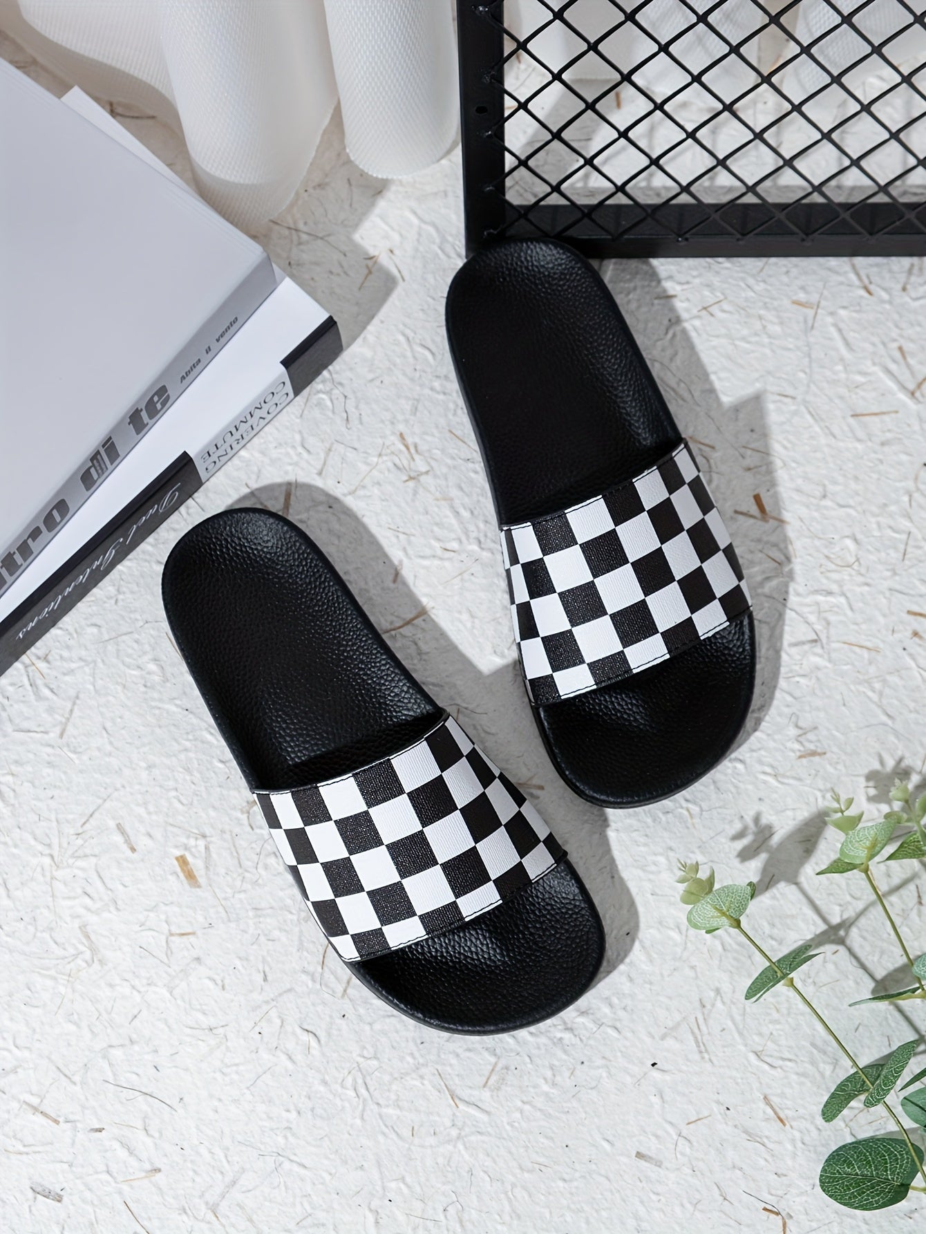 Men's Checkered Design Slides
