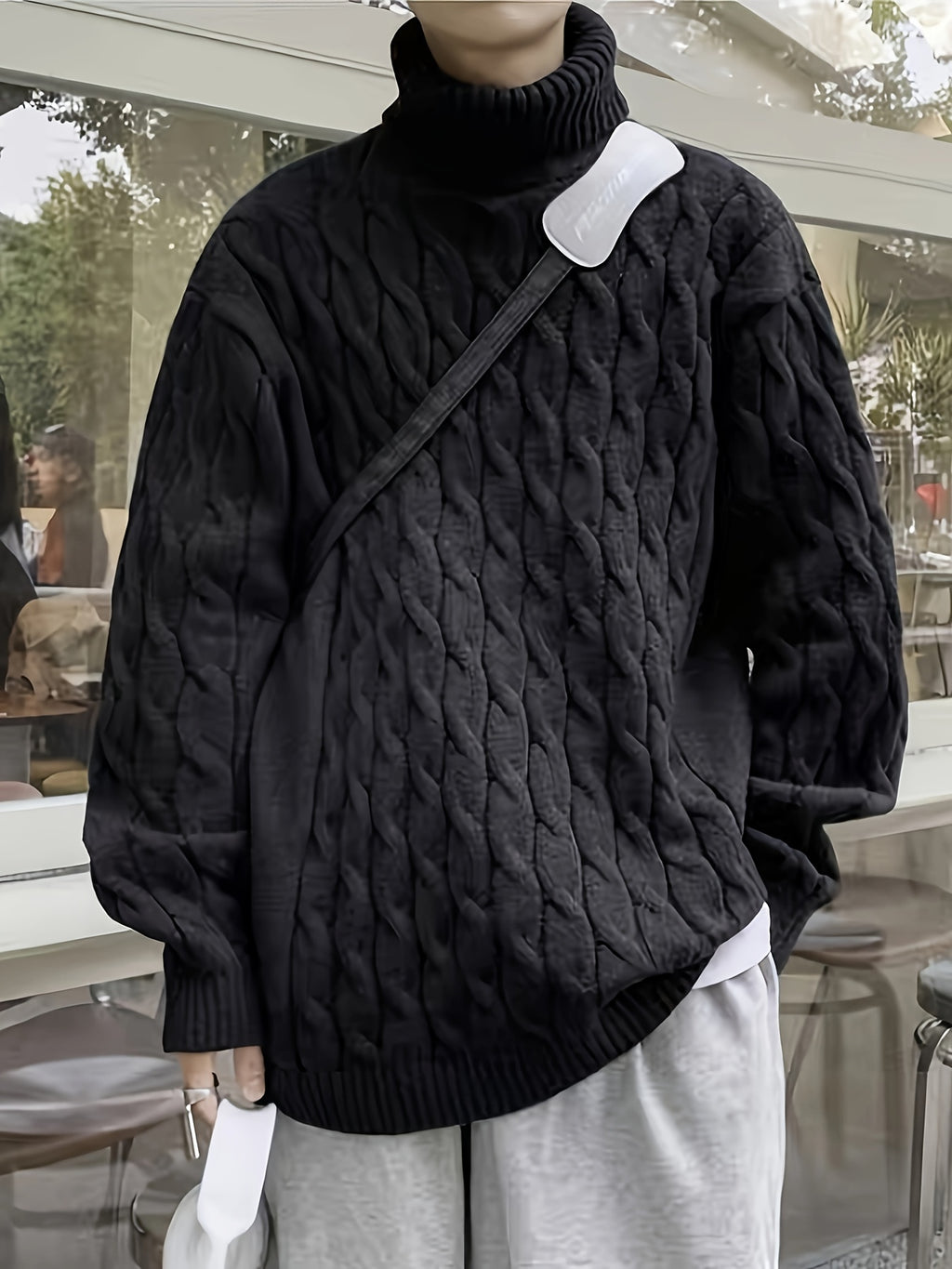 Plus Size Men's Crew Neck Sweater - Winter Comfort Stretch, Casual Knit Top Big and Tall