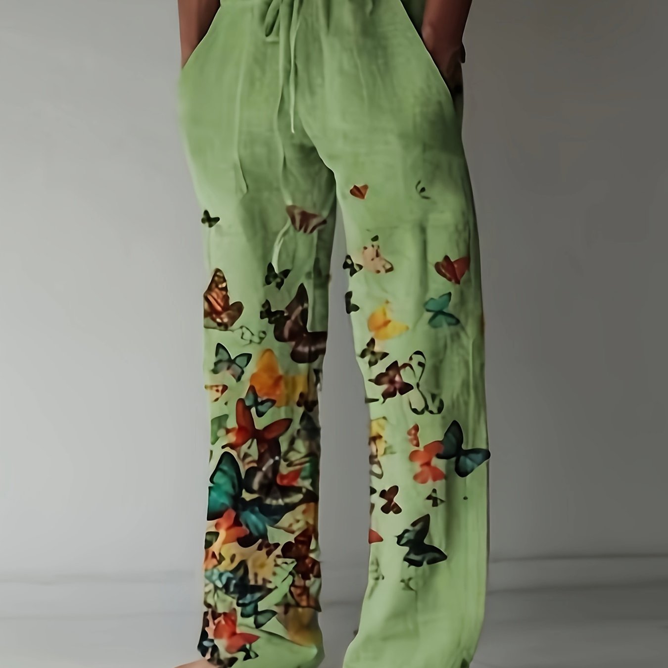 Men's Butterfly Pattern Straight Leg Pants - Casual Beach Trousers