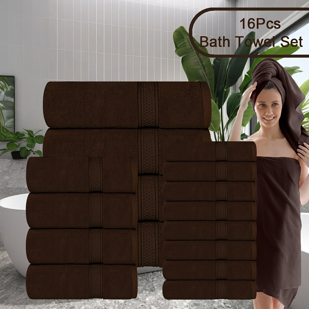 16pcs/8pcs Luxurious Soft Towel Set | 4 Bath Towels, 4 Hand Towels, 8 Washcloths