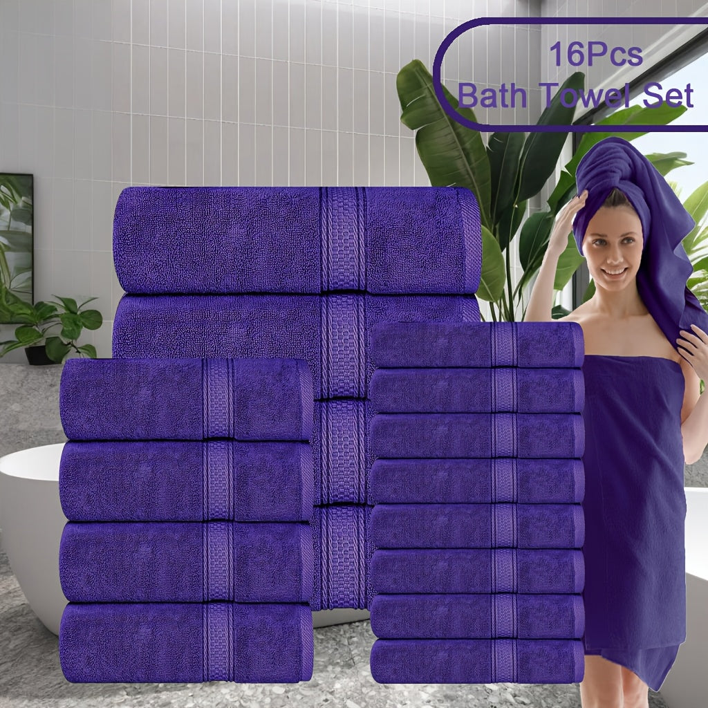 16pcs/8pcs Luxurious Soft Towel Set | 4 Bath Towels, 4 Hand Towels, 8 Washcloths