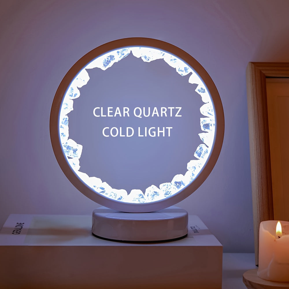1pc, Rechargeable LED Bedside Lamp with Natural Quartz Amethyst Cluster