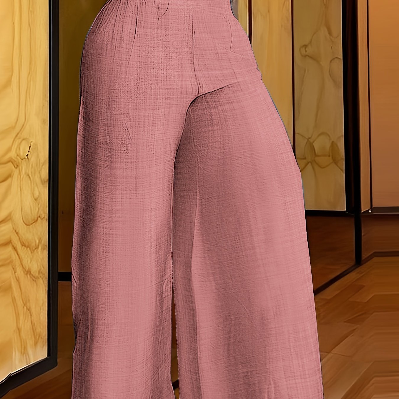Elegant Solid Color Wide Leg Palazzo Pants