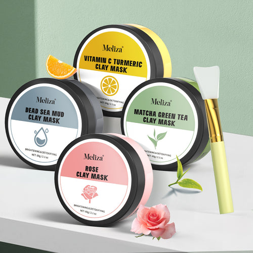 4-Grain Clay Facial Mask Set | Turmeric Vitamin C, Green Tea, Dead Sea Mud, Rose Clay Masks | Deep Cleaning, Moisturizing, Formaldehyde-Free | Ideal for Christmas, Halloween, New Year, Valentine'S Day, Birthdays, Anniversarie
