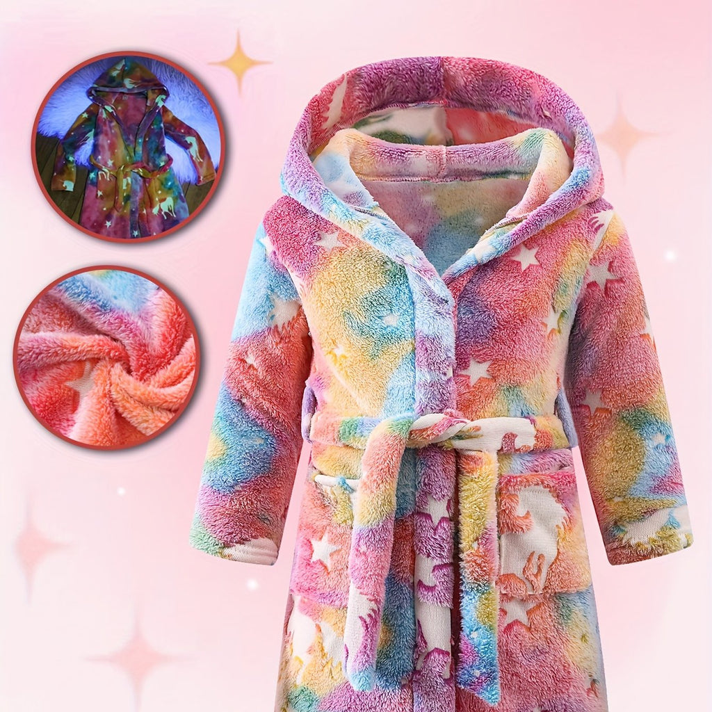 Cozy Princess Thickened Flannel Hooded Bathrobe