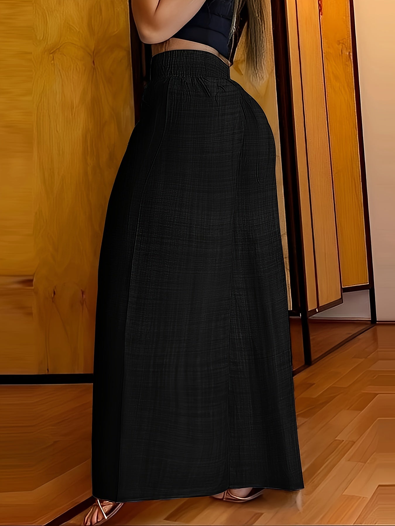 Elegant Solid Color Wide Leg Palazzo Pants