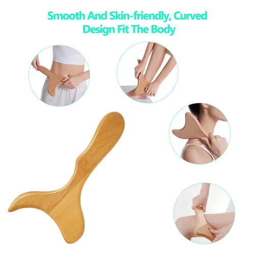 1pc Ergonomic Fish Tail Shaped Wooden Massage Tool
