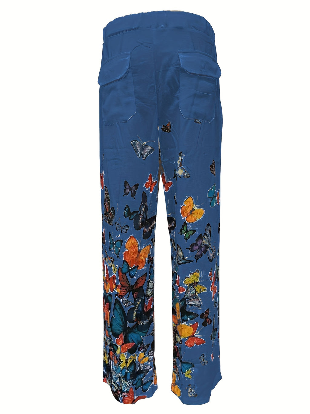 Men's Butterfly Pattern Straight Leg Pants - Casual Beach Trousers