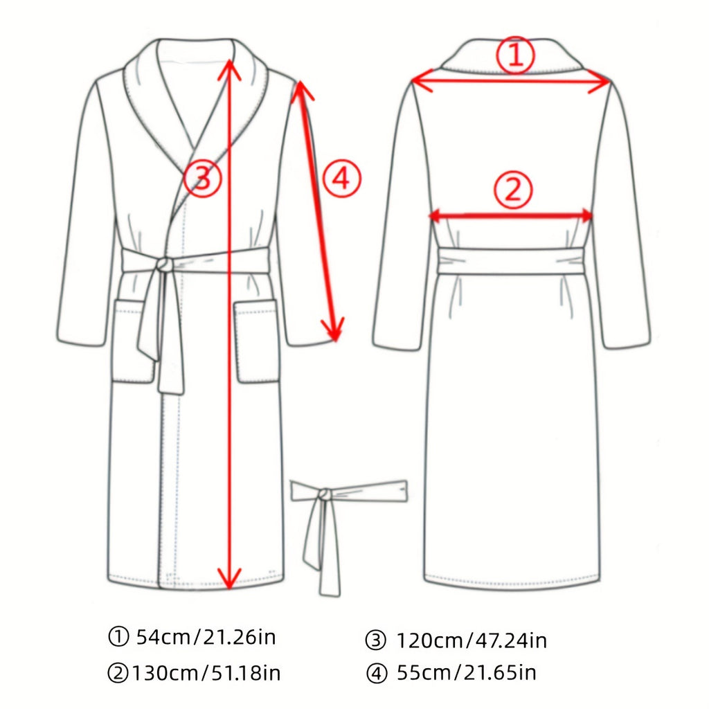 1pc Soft Cotton Bathrobe, Absorbent Long Sleeve