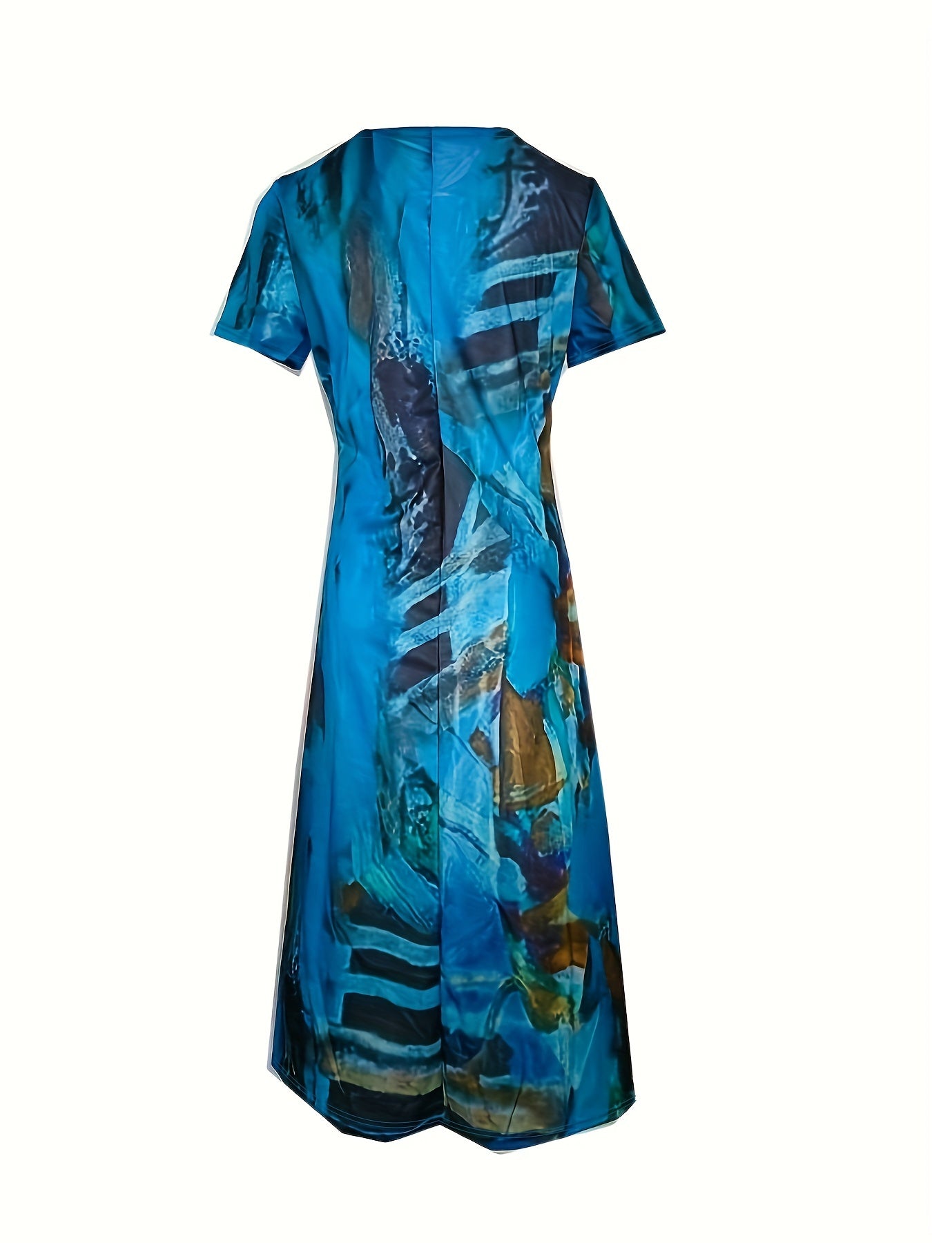 Women's Bohemian V-Neck Short Sleeve A-Line Dress