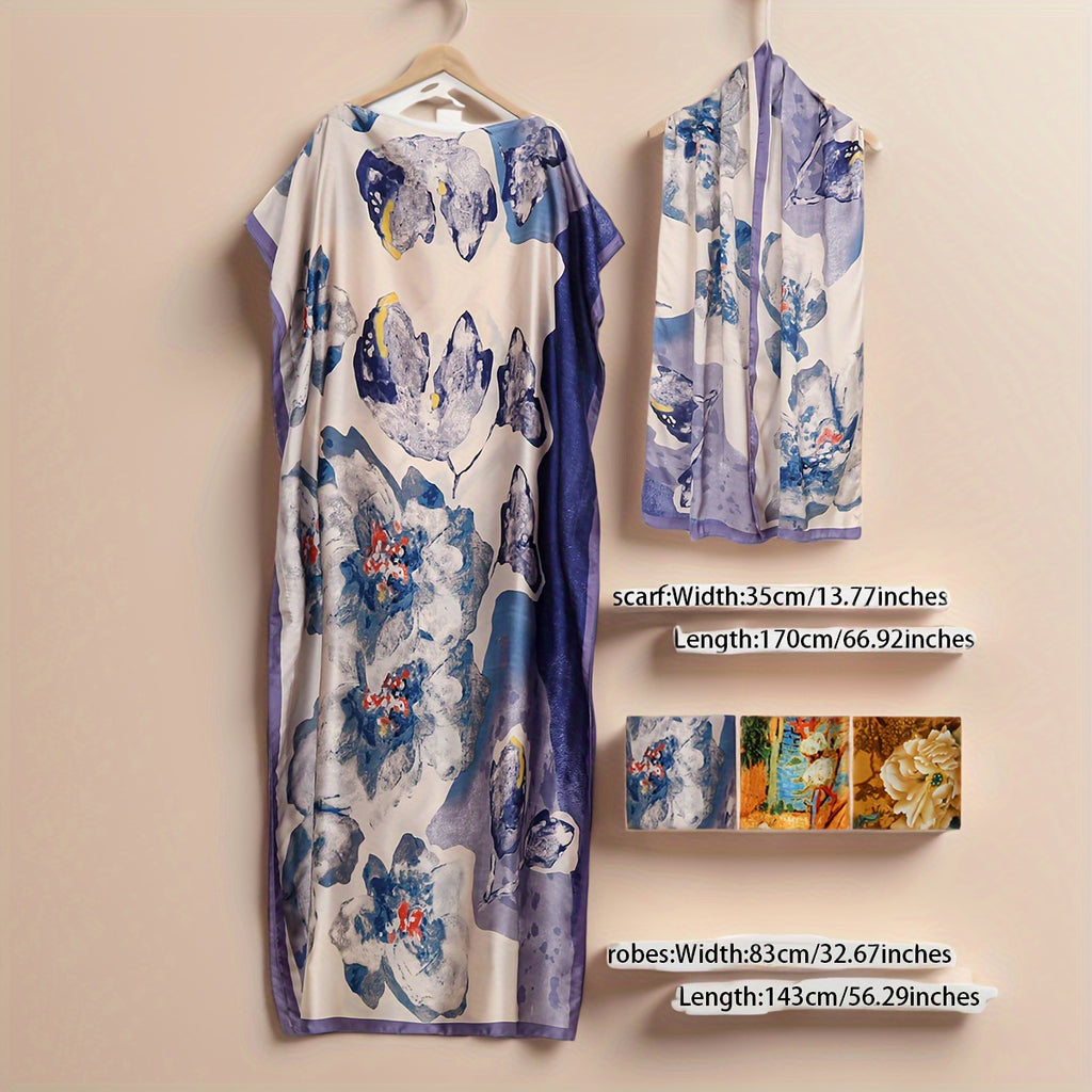 Luxury Lightweight Floral Print Scarf Shawl