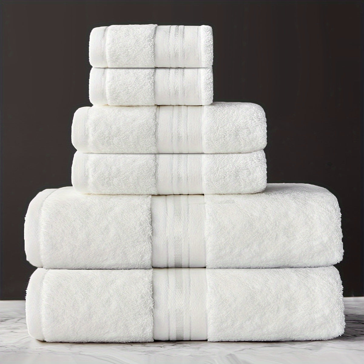 Set of 6 Bath Towels, Made from Pure Cotton