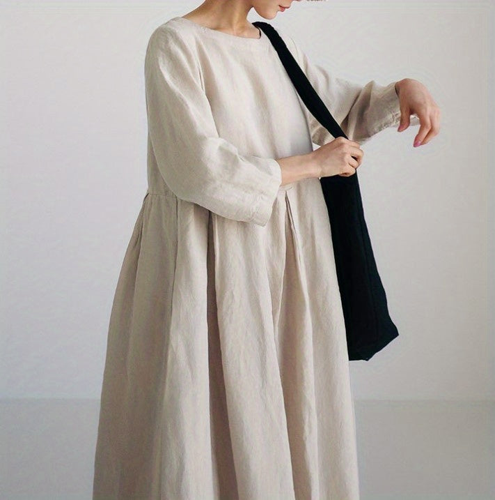 Chic Solid Maxi Dress with Pleated Hem