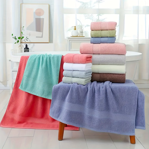 15pcs 100% Cotton Bath Towel Set, 5 Bath Towels 5 Hand Towels 5 Washcloths