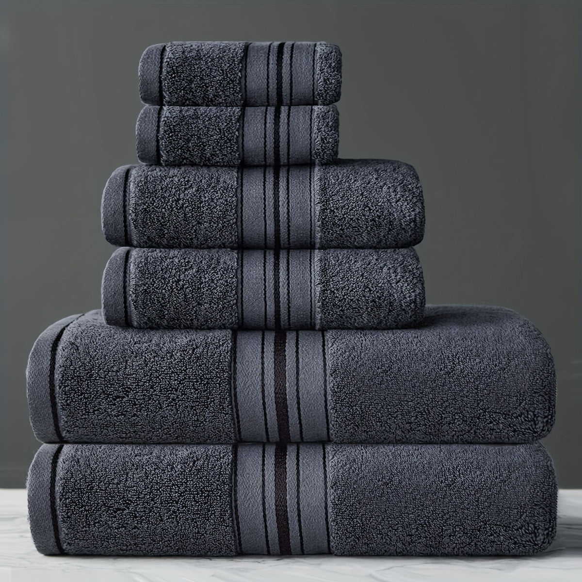 Set of 6 Bath Towels, Made from Pure Cotton