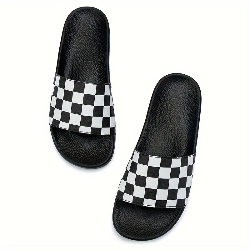 Men's Checkered Design Slides