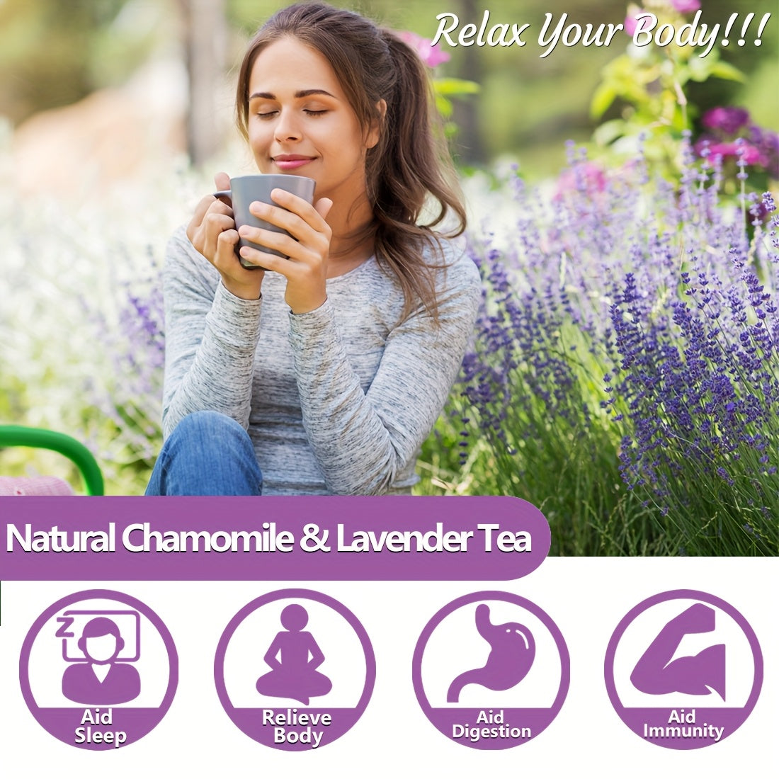 100 Premium Chamomile & Lavender Tea Bags