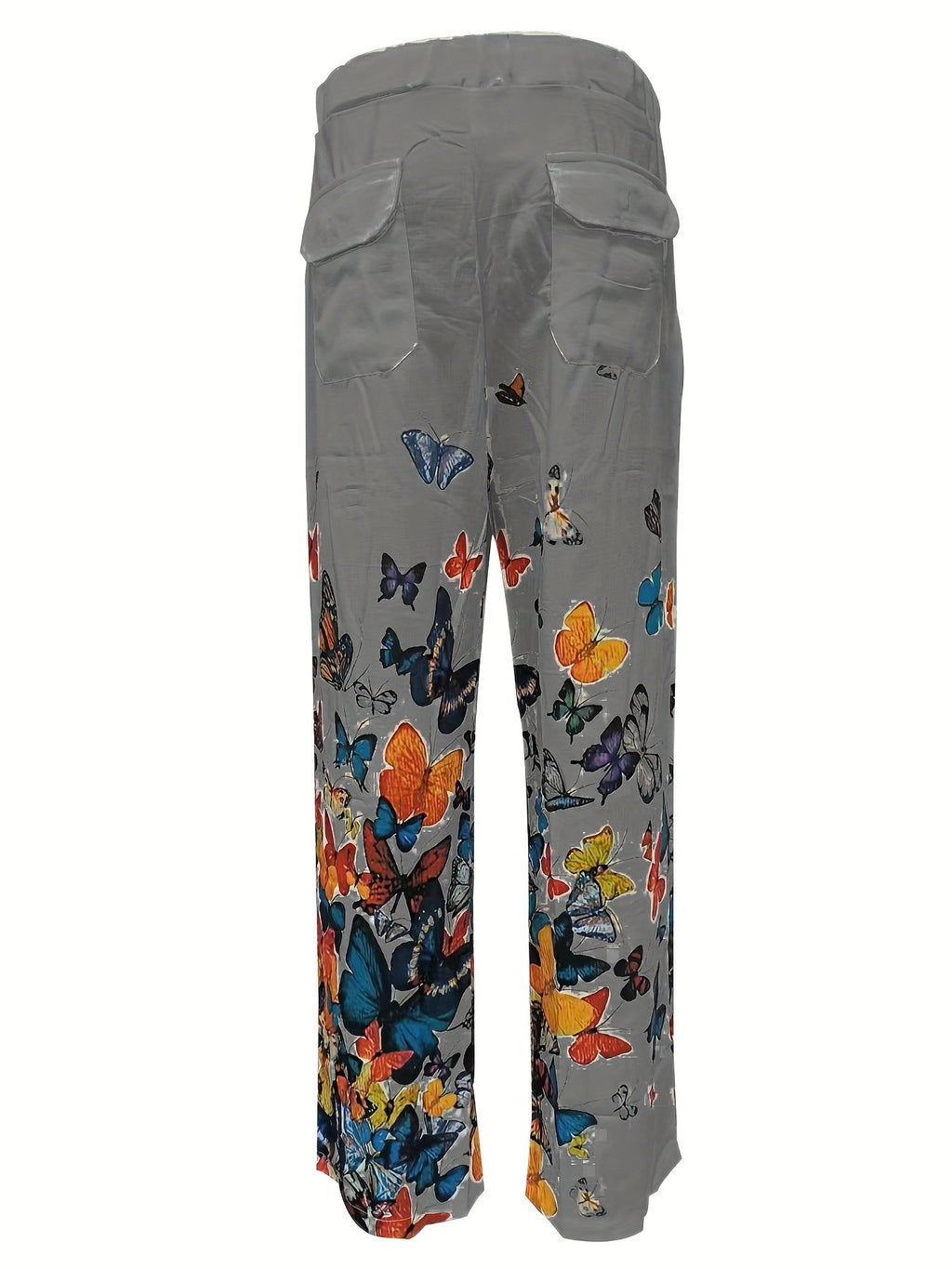 Men's Butterfly Pattern Straight Leg Pants - Casual Beach Trousers
