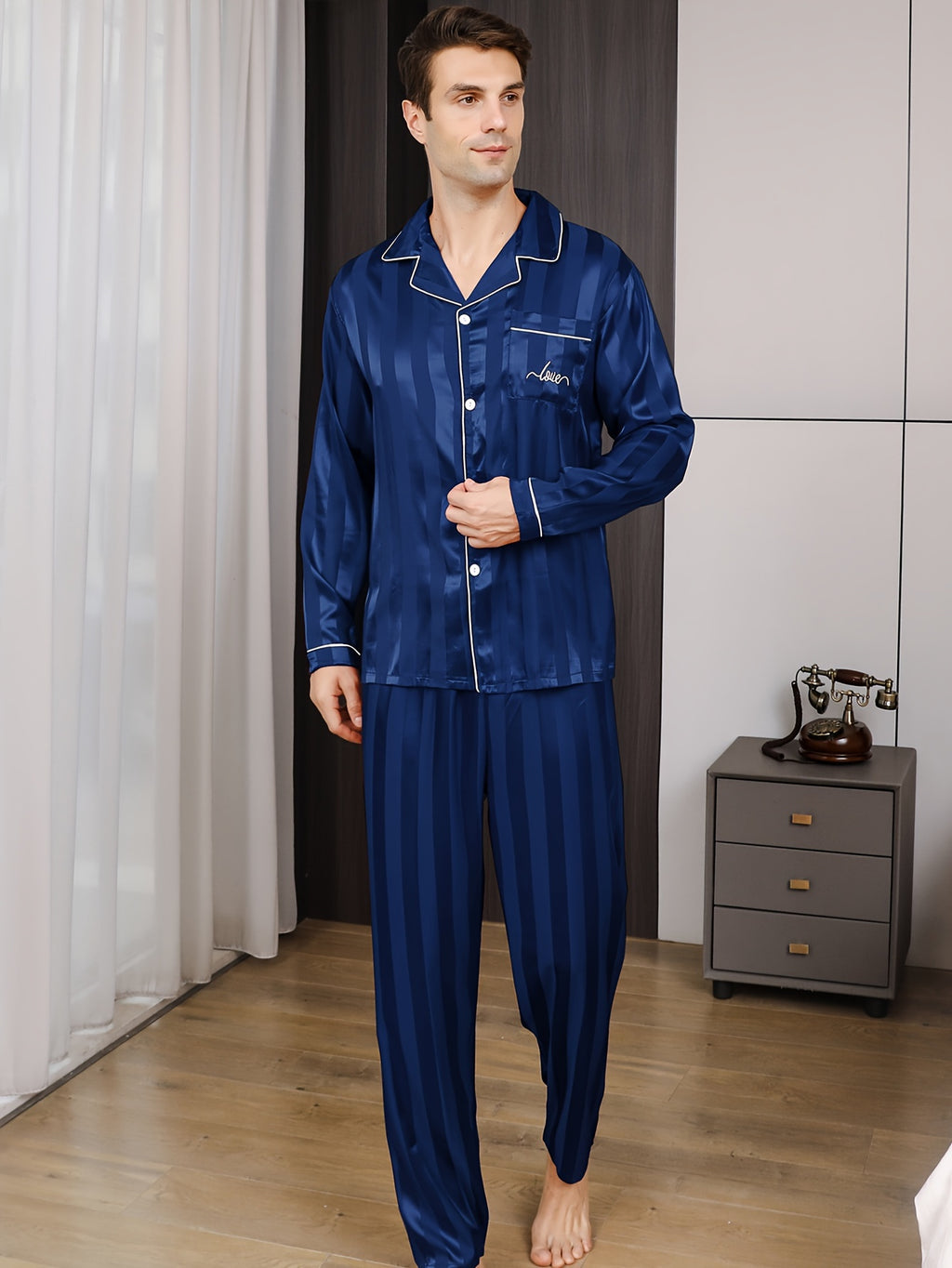 Men's Pajamas Ice Silky Fabric