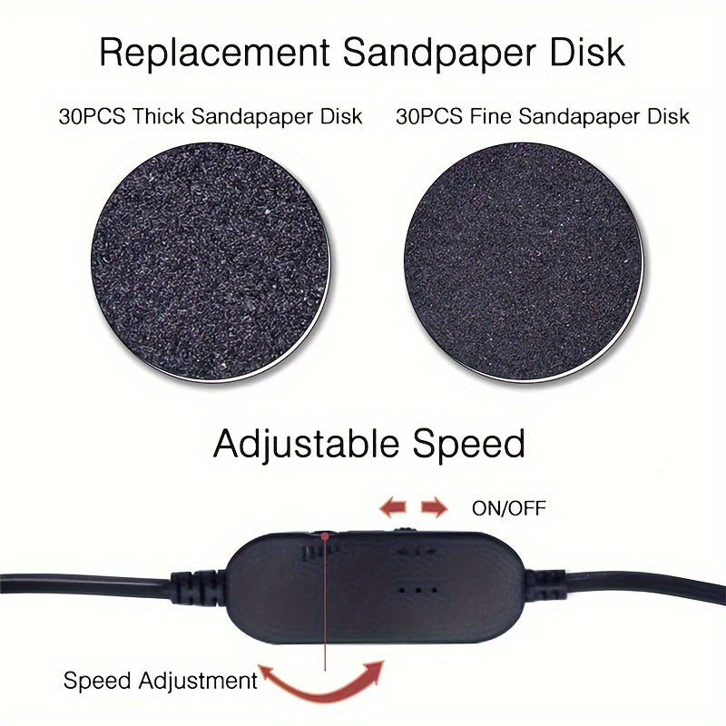 60-Piece Replacement Sandpaper Electric Foot Grinder - Powerful Callus Remover
