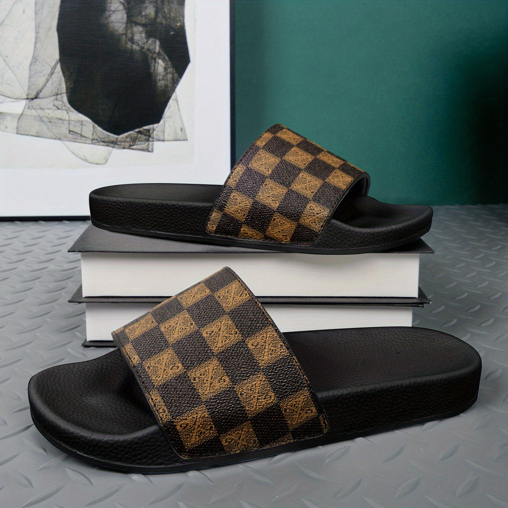 Men's Checkered Design Slides