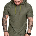 Comfort-Fit Men's Short Sleeve Hoodie - Breathable Knit T-shirt