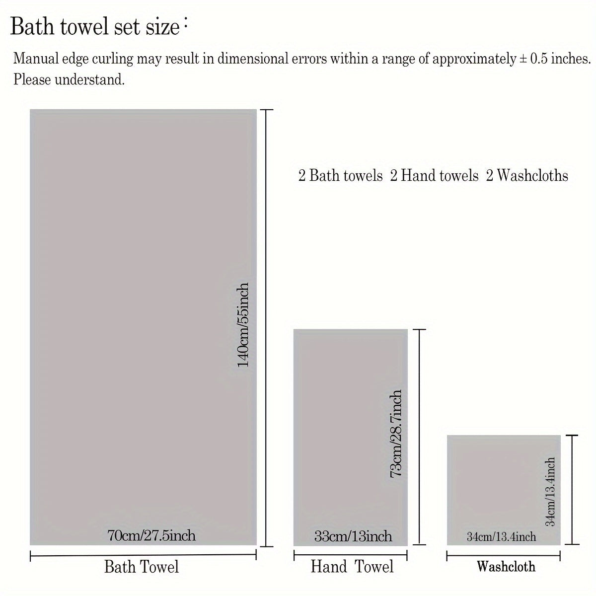 Set of 6 Bath Towels, Made from Pure Cotton