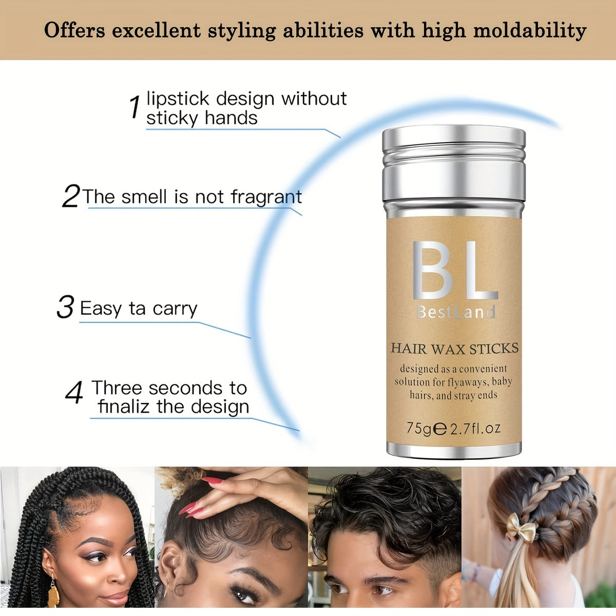 Styling Wax Stick, Flyway's Styling Wax Stick for Hair Edge Control