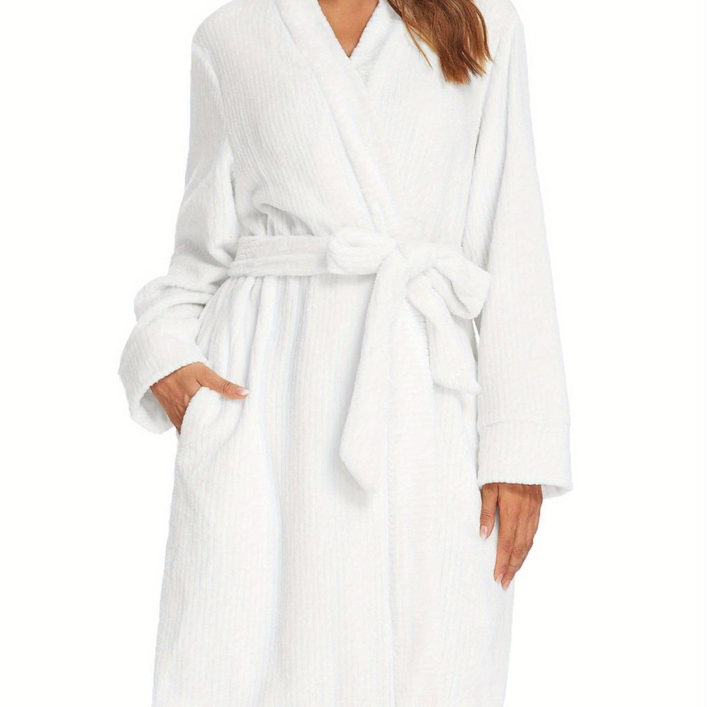 Womens Robes Plush Short Bathrobe Knee Length