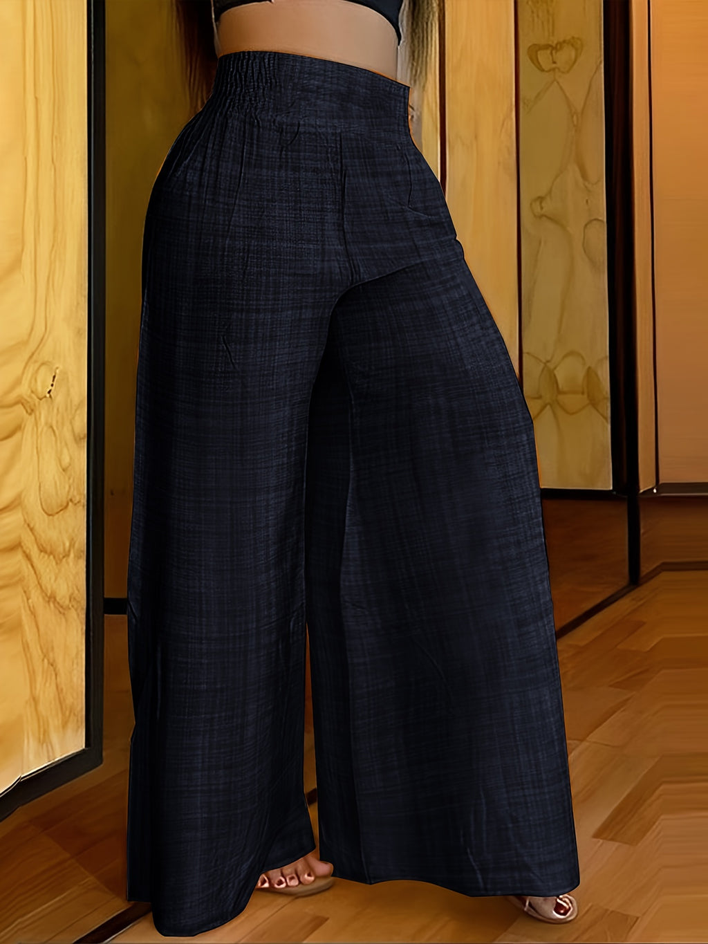 Elegant Solid Color Wide Leg Palazzo Pants