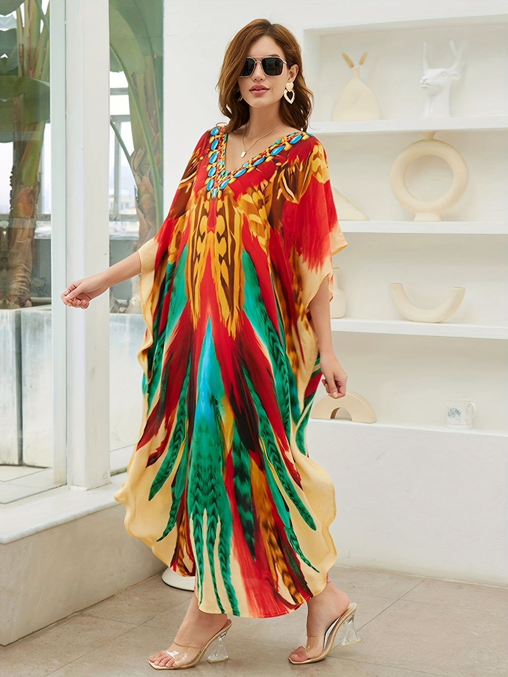 Women Long Kaftan Clothing Roomy Homewear