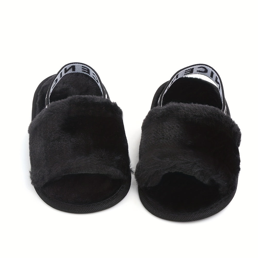 Elegant Plush Children's Slippers for 0-1 Year Olds