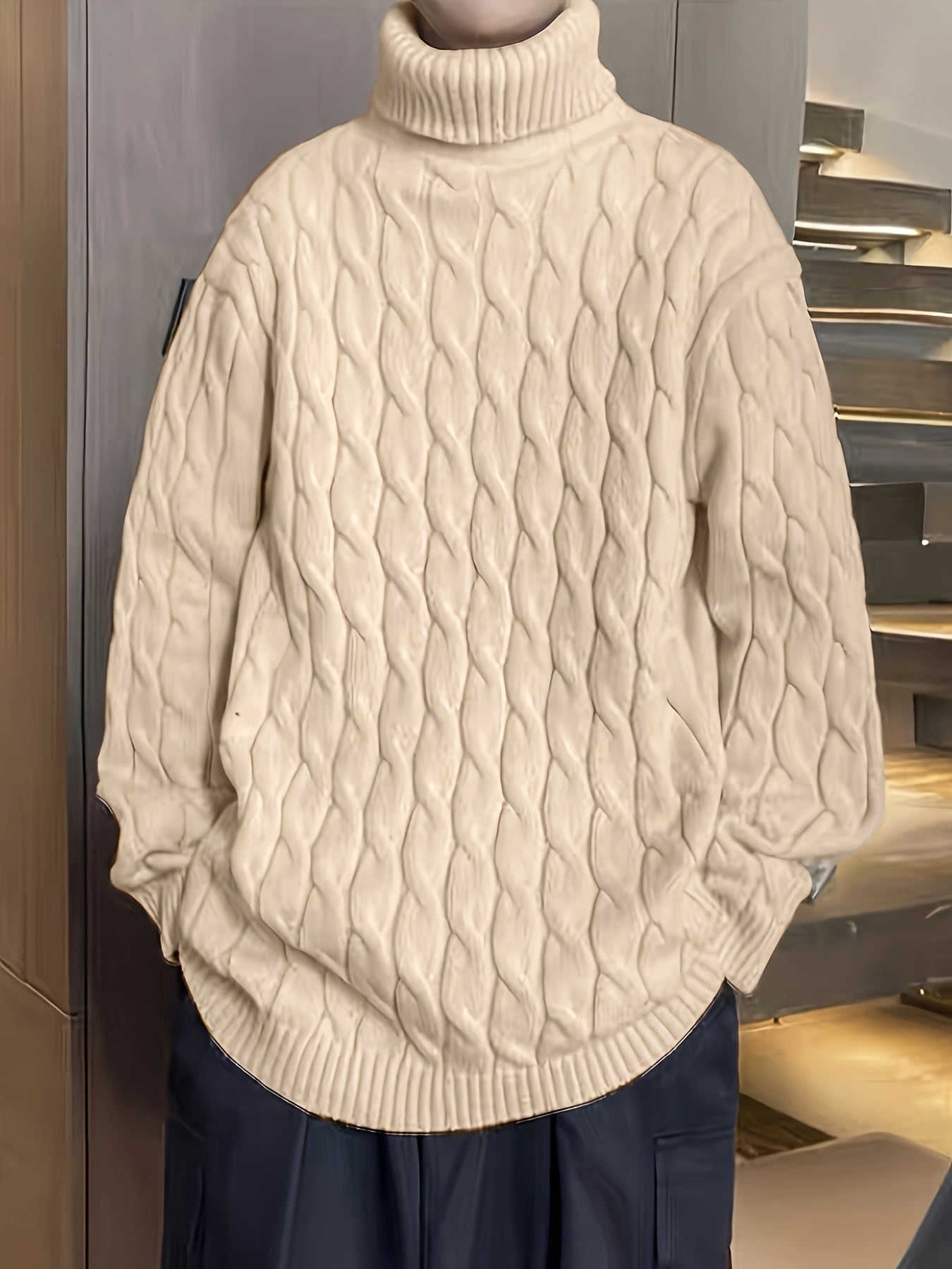 Plus Size Men's Crew Neck Sweater - Winter Comfort Stretch, Casual Knit Top Big and Tall