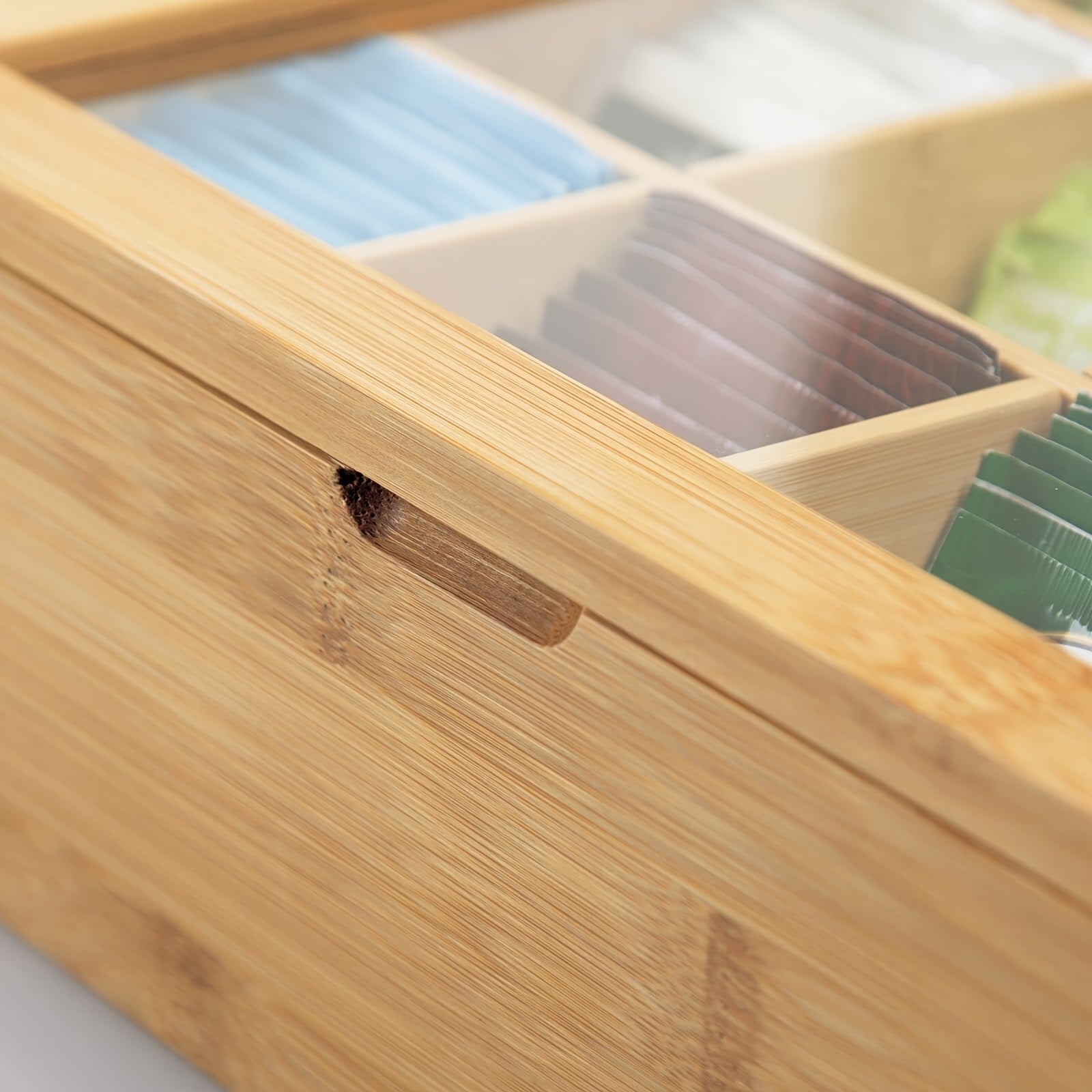 Bamboo Tea Storage Organizer Box